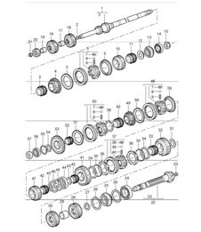 gears and shafts for 996 GT3-1 G96.90 2000-01, 996 GT3-1 G96.93 2001 and 996 GT3-1 G96.96 2004-05