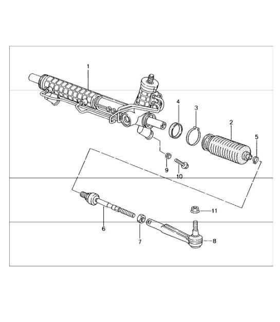 Diagram 403-00 Porsche 996 (911) (1997-2005) Essieu avant, Direction 