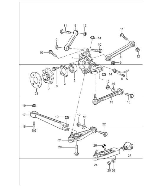 Diagram 501-00 Porsche 996 (911) (1997-2005) Essieu arrière