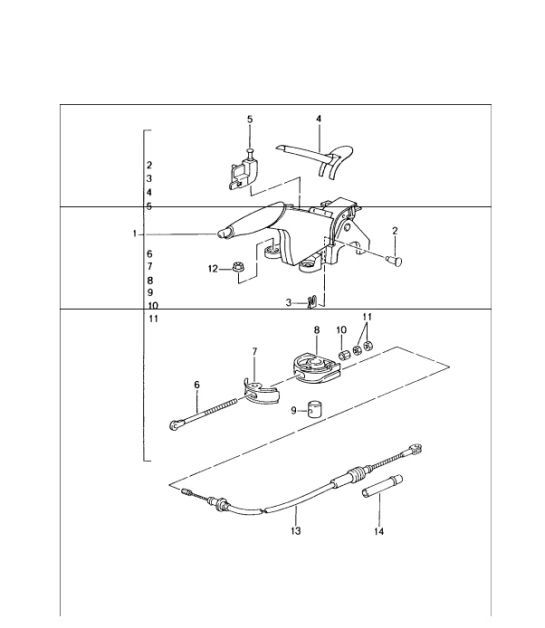 Diagram 701-05 Porsche Cayman S 3.4L 987C MKII 2009-12 Sistema a leva manuale, gruppo pedali 