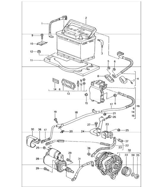 Diagram 902-05 Porsche 996 (911) (1997-2005) Équipement électrique