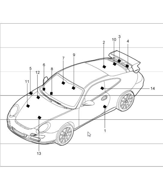 Diagram 001-05 Porsche 997 (911) MK1 2005-2008 Accessories & others 