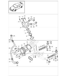 water pump, water pump housing 997 GT3 / GT3 RS M97.77 2010-11 and 997 GT3 RS 4.0 M97.74 2011