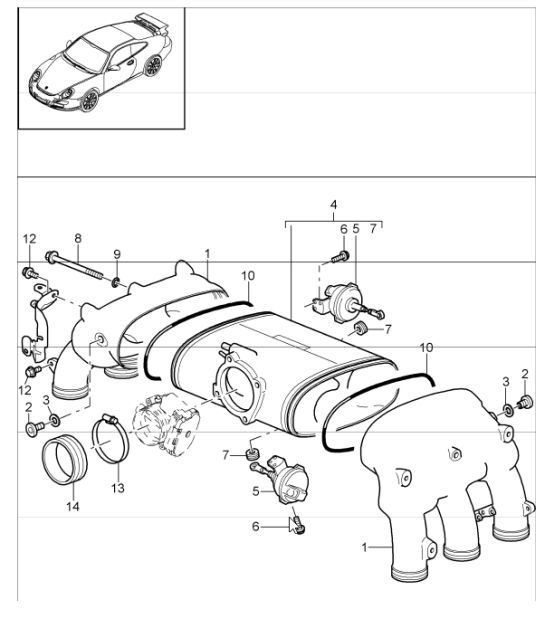 Diagram 107-10 Porsche 997 (911) MK1 2005-2008 Moteur