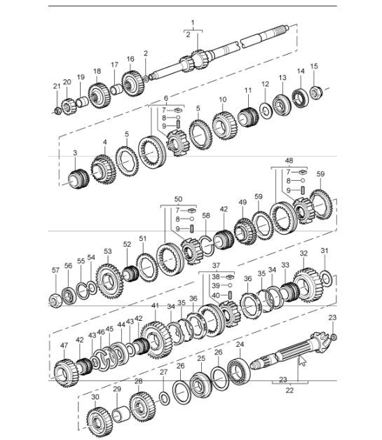 Diagram 303-10 Porsche 996 C2 3.4L 1997-08/01 Transmisión