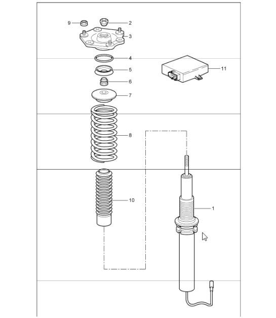 Diagram 402-00 Porsche Panamera S V6 Turbo 3.0L 2WD (420 ch) Essieu avant, Direction 