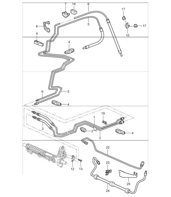 Diagram 403-01 Porsche Cayenne MK3 (958) 2010-2017 Assale anteriore, sterzo 