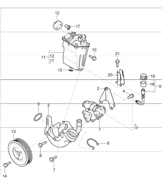 Diagram 403-03 Porsche 993（911）GT2 1994-97年 前轴、转向 