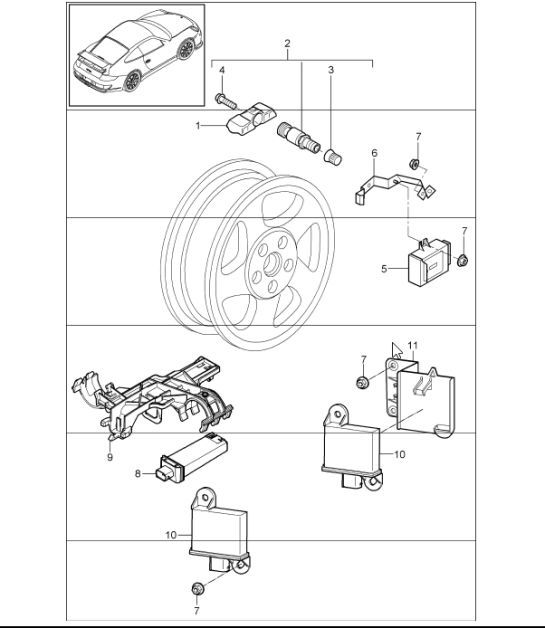 Diagram 601-06 Porsche Cayman 987C/981C（2005-2016 年） 车轮、制动器