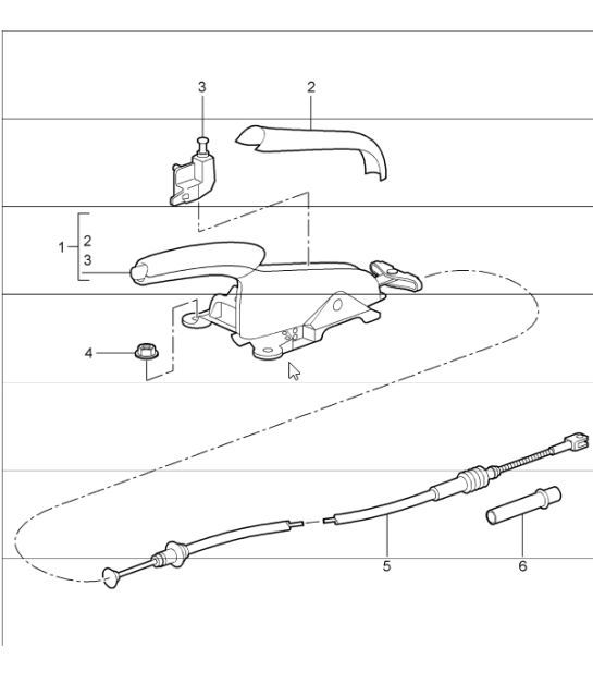 Diagram 701-05 Porsche Boxster 986/987/981（1997 年 - 2016 年） 手柄系统、踏板组 
