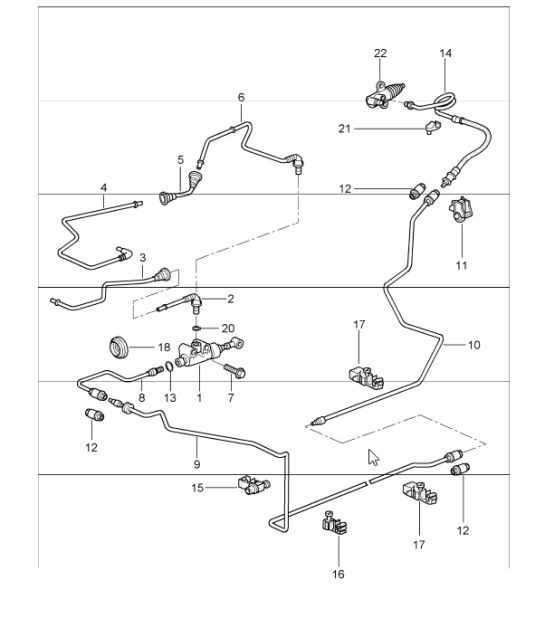 Diagram 702-08 Porsche 993 (911) TURBO S 1994-97 Sistema de palanca manual, conjunto de pedales 