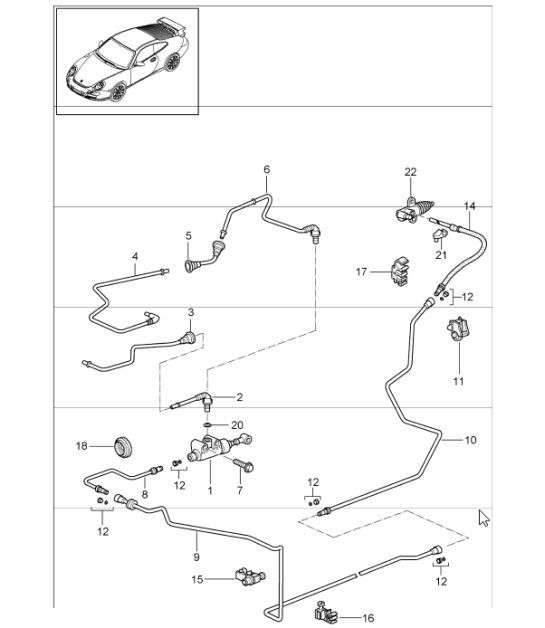 Diagram 702-09 Porsche Cayman S 3.4L 987C 2005-08 Sistema a leva manuale, gruppo pedali 