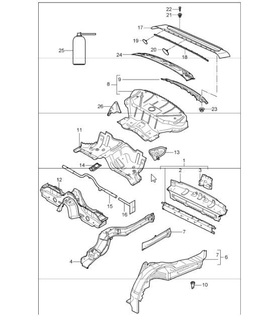 Diagram 801-35 Porsche Boxster 986/987/981（1997 年 - 2016 年）  车身