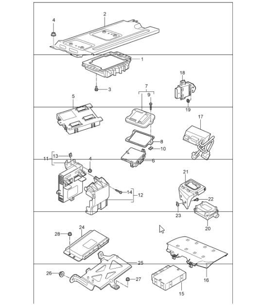 Diagram 901-03 Porsche Boxster 718（982） 2017 年>> 电子设备