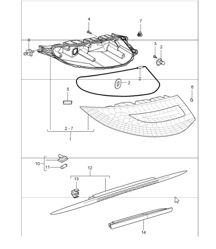 rear light, license plate light, additional brake light 997 GT3 2010 ONWARDS