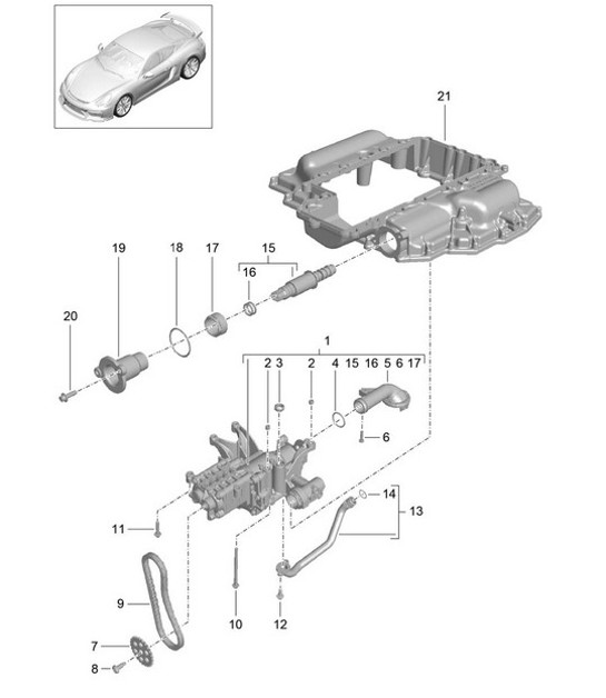 Diagram 104-000 Porsche Cayman 987C/981C (2005-2016) Moteur