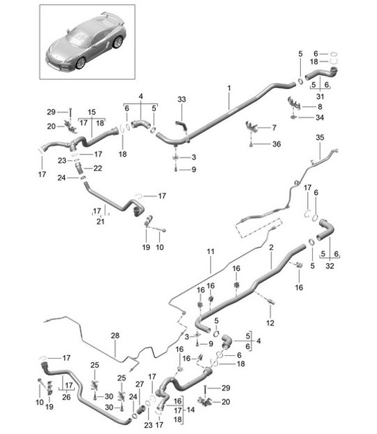 Diagram 105-010 Porsche 卡宴 S 4.5L V8 2003 年>> 引擎