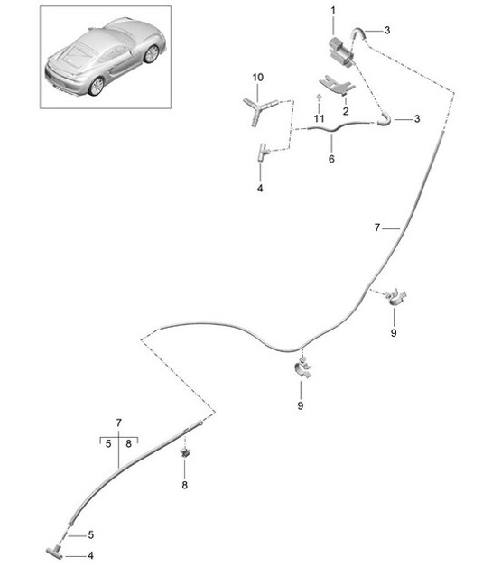 Diagram 202-015 Porsche Cayman 987C/981C（2005-2016 年） 燃油系统、排气系统