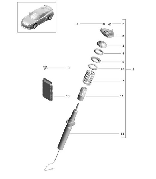 Diagram 402-000 Porsche Panamera 970 MK1（2009-2013年） 前轴、转向 