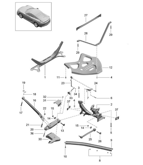Diagram 501-001 Porsche Cayman 718 2.0L PDK（300马力） 后轴