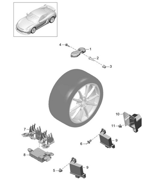Diagram 601-005 Porsche 996 C4S 3.6L 09/01-2005 Ruedas, Frenos