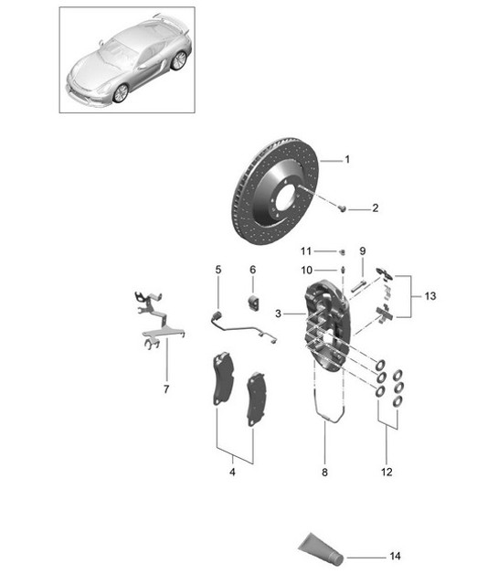 Diagram 602-000 Porsche 997 GT2 2007年>> 车轮、制动器
