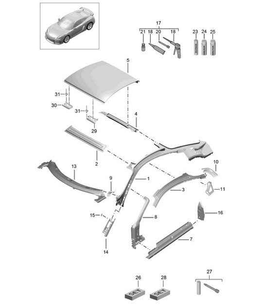 Diagram 801-045 Porsche Cayenne Turbo 4.5L 2003>> Carrocería