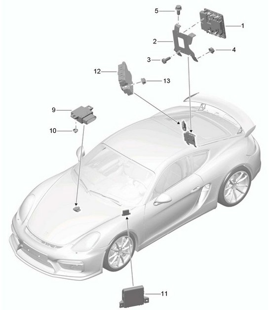 Diagram 901-003 Porsche 991.1 Carrera C2 3.4L (350Bhp) 2012-16 Electrical equipment
