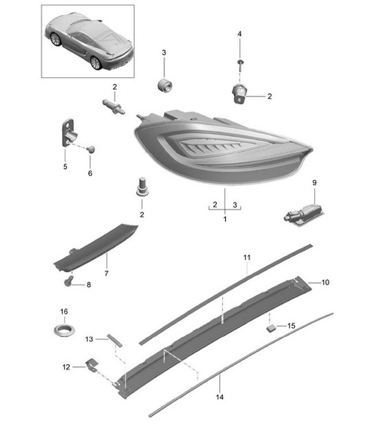 Diagram 905-005 Porsche Cayman 987C/981C (2005-2016) Équipement électrique