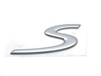 S - Badge, Matt Silver. Porsche 997 C2S / C4S - 99755924300, 997.559.243.00 S - Badge, Matt Silver. Porsche 997 C2S / C4S - 99755924300, 997.559.243.00