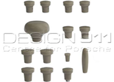 Jeu de boutons de tableau de bord, GRIS. Porsche 356A (1955-1959) - PCG35655200600, 64455281100600, 64455285300600, 64455283100600, 64455282101600