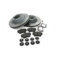 REAR Brake Pads and Slotted Brake Disc Package. Porsche 996 C4S / 996 Turbo - 99661236500, 99661236501, 99635294903, 99635208602, 99635208600, 99635240502, 99635294904, 99635240602, 90026904701, 99906705009, 99635195901