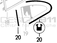 Rear 1/4 window seal. Porsche 356 COUPE - 90154293123, 90154293223 - 356099, 1686100100
