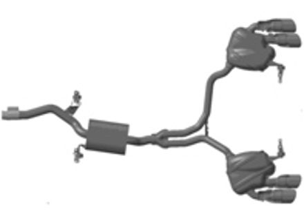 Sports exhaust system, with Silver tailpipes. Porsche 95B.2 Macan S - 95B044211, 95B044211A