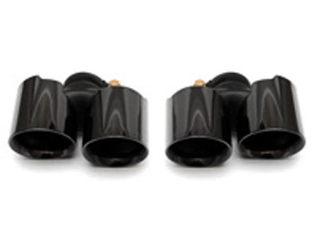 Exhaust Deluxe Quad-Style Tail Pipe Black Chrome. Porsche 997.1 Carrera - 99711115100, 99711115101, 99711198150, 99711198111, 99711115200, 99711115201, 99711198210, 99711198211