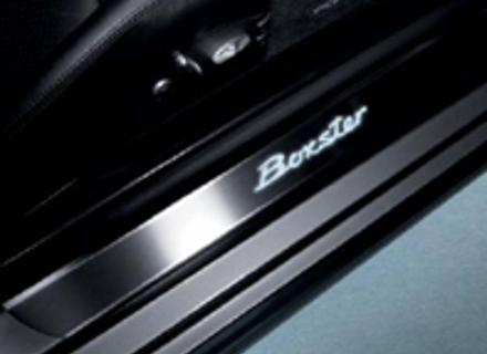 Side Sills Trims in Stainless Steel with Logo, Illuminated. Porsche 987 Boxster - 98704480027, 98704480033, 98755199000, 98755199001