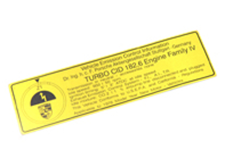 Vehicle emission control information sticker. Porsche 930 (1975-1977) USA models - 93000650300