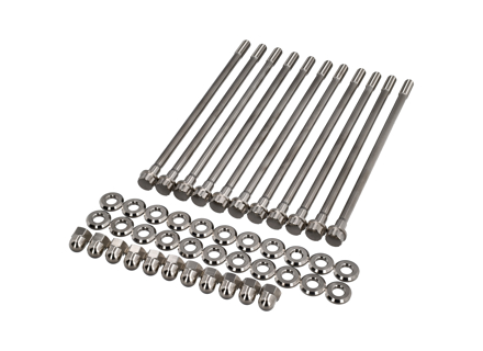 Motorkast door boutenset, titanium. Porsche 911 / 964 / 993 - 90110117300, 90110116103, 99907000403, 93010117306, 93010117201, 95910117200, 95910117302