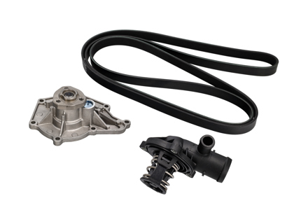Water pump, belt & thermostat insert kit Porsche 958 Cayenne Diesel 3.0ltr - 95510603310, 95810603320, 95810603321, 95810603210, 95810221600, 95510293400