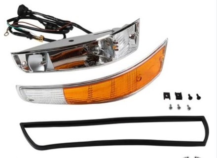 Vorderes Blinkergehäuse, Aluminiumguss, inkl. Linse, Kabelbaum und Dichtung. Porsche 911 68-73 - 91163140130, 90163140103, 90163140203, 91163140230 - 1695402270, 1695402280
