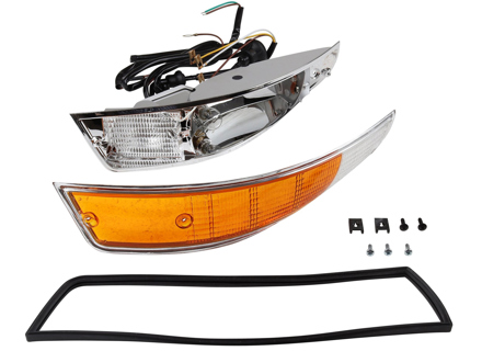 Carcasa de intermitente delantero, fundición de aluminio, incluye lente, telar y junta. Porsche 911 68-73 - 91163140130, 90163140103, 90163140203, 91163140230 - 1695402270, 1695402280