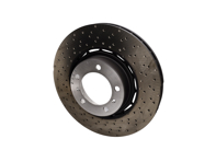 Brake disc rotor, Front, drilled-dimpled, 350x34mm. Porsche 992 / 982 GTS 4.0 (OE 9P1615301J / 9P1615302J) - 9P1615301J, 9P1615302J - PFR49925, PFR49926, 18803, 18804, 460.4510.70, 460.4511.70