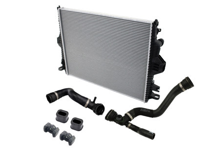Radiator water with hoses, Centre. Porsche 958 Cayenne 3.0L Hybrid 2015-18 - 95810613210, 95810640120, 95810640221