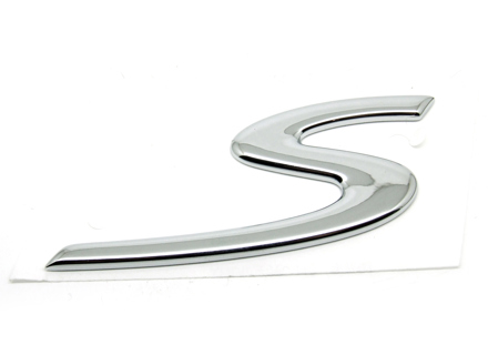 S - Badge CHROME. Porsche 986 Boxster / 996 Turbo S / 997.2 Turbo S - 98655924301