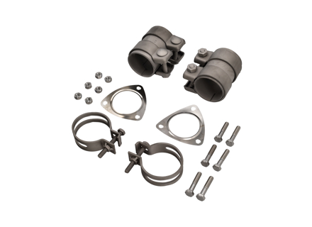 Montageset met titanium klemmen voor katalysator. Porsche 996 - 99611122001, 99611122002, 99711152000, 99951108700, 99611111350, 99908405202, 90007428702 - 1621701210, 96.260KIT