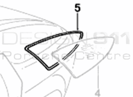 Rear 1/4 Glass Seal RIGHT. Porsche 928 Cars with Rear spoiler - 92854303704, 92854303804
