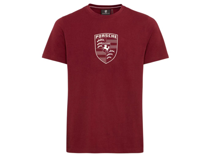 Porsche Crest T-Shirt, Bordeaux Red – Essential Collection - WAP671