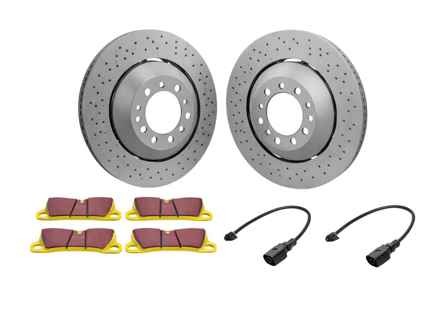 Set di dischi e pastiglie freno sportivi ANTERIORI. Porsche 991.2 Cararre / Targa 2S / C4S / GTS - 9P1615301, 9P1615301J, 9P1615302, 9P1615302J, 99135194902, 99135194903, 99135194904, 99160918100