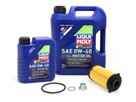 Oliefilter servicekit met aftapplug en Liqui Moly 0w-40 voor Porsche 718 (982) Boxster / 718C (982C) Cayman - 9A210722500, 99970768540, 0PC115466