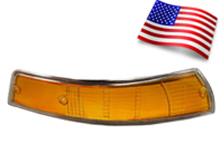 Indicator lens Front, with CHROME Rim. Porsche 911/912 1969-71 USA - 90163190305, 90163190405, 14961S, 14961D, 14961, 14961/D, 14961/S